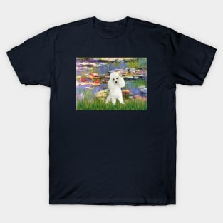 Claude Monet's Lily Pond Masterpiece Adapted to Include a White Toy Poodle T-Shirt